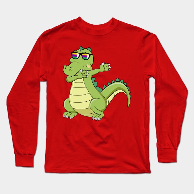 Funny Dabbing Alligator Crocodile And Dab dance Fans Long Sleeve T-Shirt by LIFUA